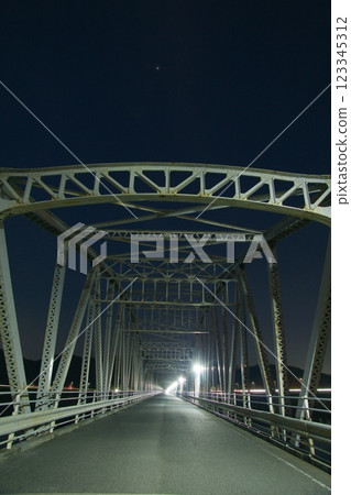 Scenery of Kasumi Bridge and Takahashi River, Steel beams and starry sky Scenery of Kasumi Bridge and Takahashi River, Steel beams and starry sky 123345312