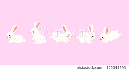Cute Easter bunnies set. Hand drawn vector illustration of easter chracter. For cards, stickers, scrapbooking and poster Cute Easter bunnies set. Hand drawn vector illustration of easter chracter. For cards, stickers, scrapbooking and poster 123345593