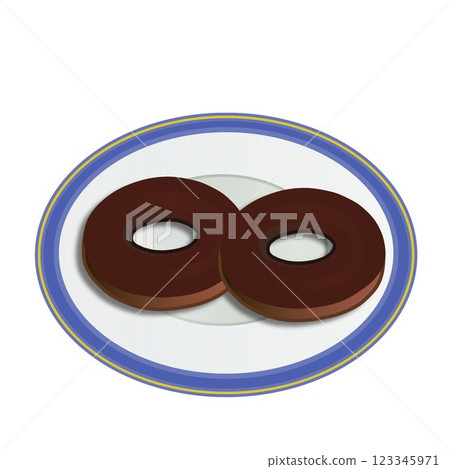 Illustration of a donut on a plate 123345971