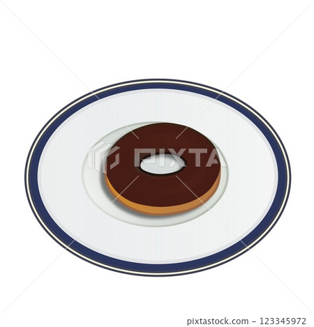 盤子上的甜甜圈插圖 123345972