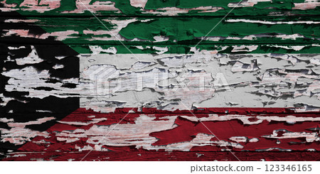 Flag of Kuwait painted on a wooden board Flag of Kuwait painted on a wooden board 123346165