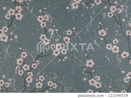 A piece of dark grey paper wallpaper with pink flowers. Retro paper. A piece of dark grey paper wallpaper with pink flowers. Retro paper. 123346539