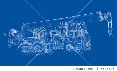 Car crane. Vector rendering of 3d Car crane. Vector rendering of 3d 123346581