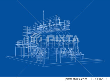 Industrial tank with valves. Vector rendered of 3d 123346595