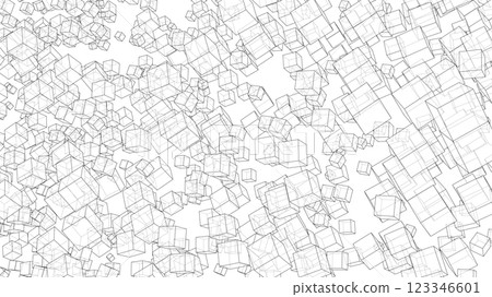 Wireframe Boxes. Sketch style 123346601