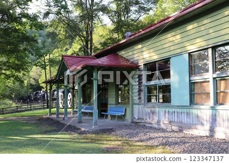 An abandoned station surrounded by a forest of fresh greenery 123347137