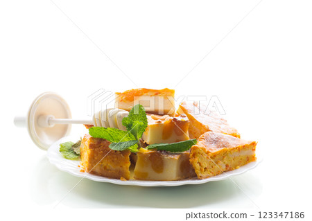 Homemade Cottage Cheese Casserole with Pumpkin 123347186