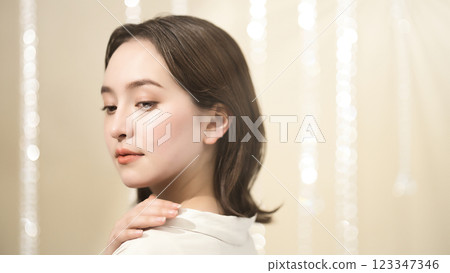 Beauty image of a young woman with medium-long hair Beauty image of a young woman with medium-long hair 123347346