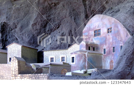 Houses deep in the mountains 123347643