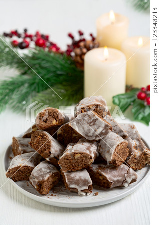 Iced Chocolate Walnut Cookies. 123348213