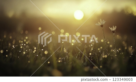 beautiful flowers at sunset 123349003