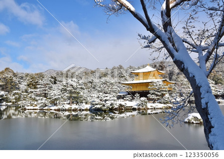 白雪皚皚的京都金閣寺 123350056