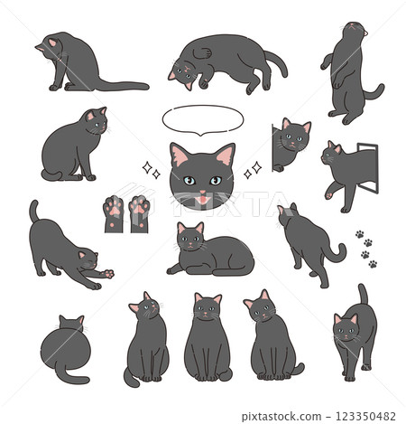 Black cat illustration with lines Black cat illustration with lines 123350482