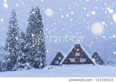 《Gifu Prefecture》 Snow-covered Shirakawa-go / winter gassho-zukuri village 《Gifu Prefecture》 Snow-covered Shirakawa-go / winter gassho-zukuri village 123350523