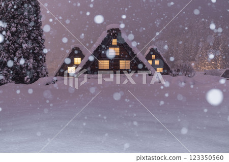 《岐阜縣》積雪的白川鄉/冬季合掌祖村 《岐阜縣》積雪的白川鄉/冬季合掌祖村 123350560