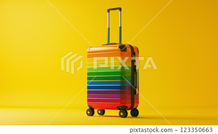 vibrant rainbow suitcase on colorful background, lgbtq and gay pride colors luggage, lgbt travel concept vibrant rainbow suitcase on colorful background, lgbtq and gay pride colors luggage, lgbt travel concept 123350663