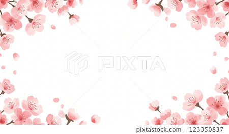 水彩櫻花框架背景 | 春天般的日式插畫 123350837