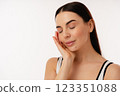 Relaxed Individual With Eyes Closed Enjoying a Peaceful Moment 123351088