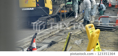 Gutter construction site Gutter construction site 123351364