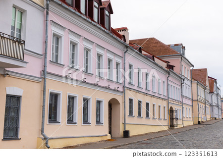 Charming pastel-colored European townhouses, Minsk, Belarus Charming pastel-colored European townhouses, Minsk, Belarus 123351613