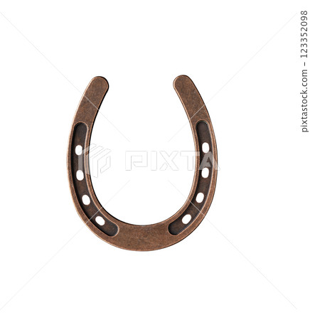 Metal decorative horseshoe isolated on white background. Horseshoe as symbol of luck for design. Metal decorative horseshoe isolated on white background. Horseshoe as symbol of luck for design. 123352098