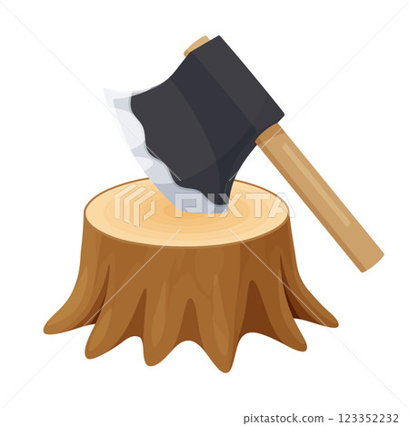 樹樁和斧頭的插圖 123352232