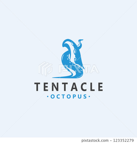 Octopus tentacle logo image design ocean animal vintage illustration template 123352279