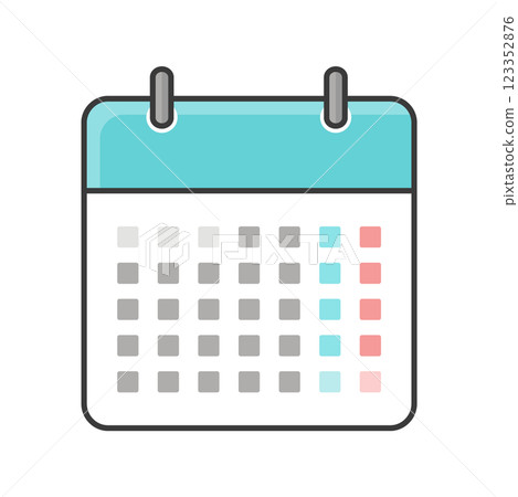 Simple and cute calendar icon starting on Monday - Schedule and plan image material 123352876