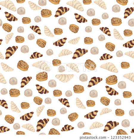 Watercolor illustration of of baking. Hand-drawn pattern from isolated clip art on a white background. Bright and appetizing pictures of realistic watercolor buns for menus, signs, packaging, textiles Watercolor illustration of of baking. Hand-drawn pattern from isolated clip art on a white background. Bright and appetizing pictures of realistic watercolor buns for menus, signs, packaging, textiles 123352943