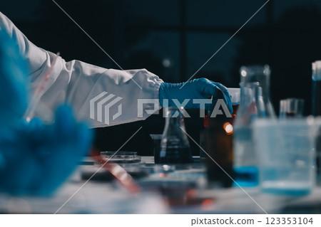 Researchers working in the clinical laboratory 123353104