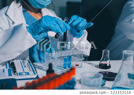 Researchers working in the clinical laboratory Researchers working in the clinical laboratory 123353118