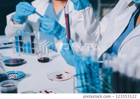 Researchers working in the clinical laboratory 123353122
