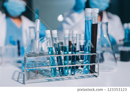 Researchers working in the clinical laboratory 123353123