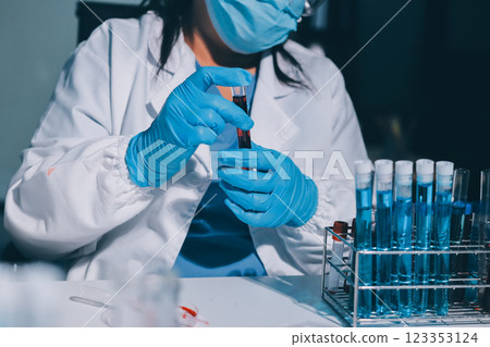 Researchers working in the clinical laboratory 123353124