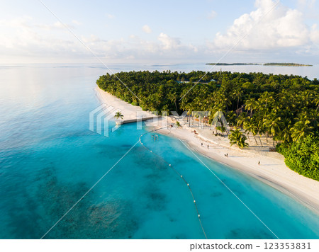 Aerial views of Gaafu Dhaalu Atoll Maguhdhuvaa Island, Maldives 123353831