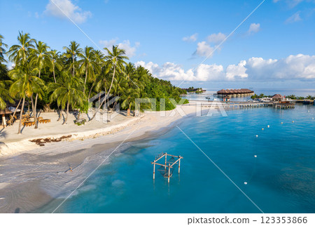 Aerial views of Gaafu Dhaalu Atoll Maguhdhuvaa Island, Maldives 123353866