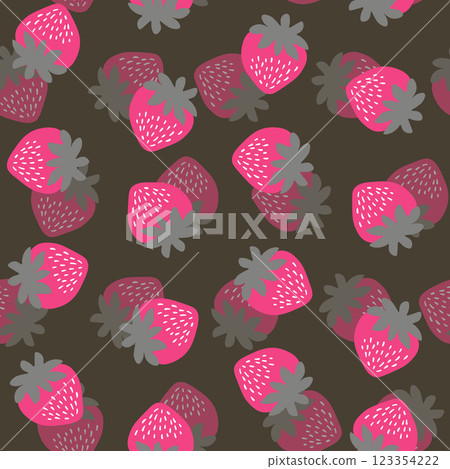 Seamless pattern with strawberry on color background. Natural delicious fresh ripe tasty fruit. Vector illustration for print, fabric, textile, banner, other design. Food concept 123354222