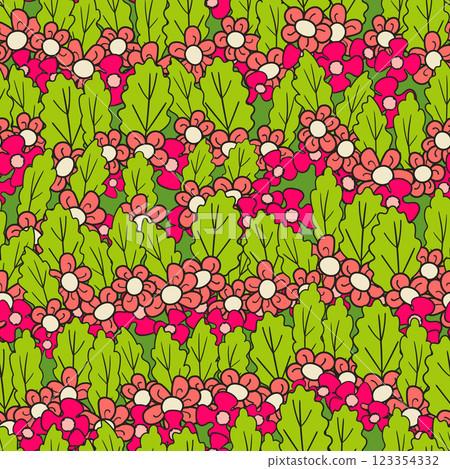 Seamless floral pattern based on traditional folk art ornaments. Colorful flowers on color background. Scandinavian style. Sweden nordic style. Vector illustration. Simple minimalistic pattern 123354332