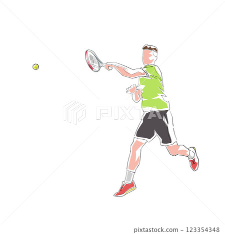 Tennis player, isolated vector ink drawing illustration. Individual sports athlete 123354348