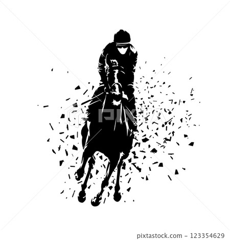 Horse racing, equestrian. Isolated ink drawing. Abstract vector silhouette Horse racing, equestrian. Isolated ink drawing. Abstract vector silhouette 123354629