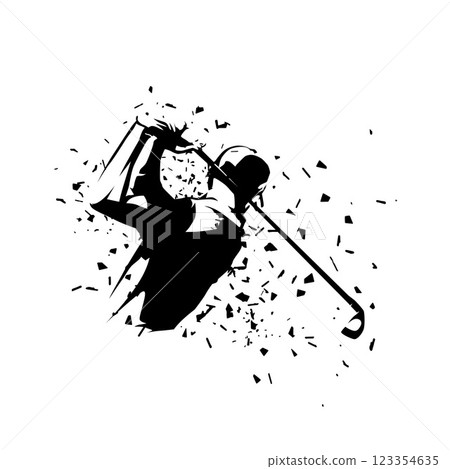 Golf player icon, isolated vector silhouette. Golf swing Golf player icon, isolated vector silhouette. Golf swing 123354635