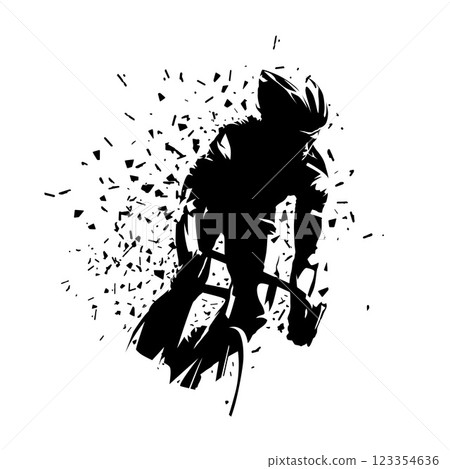 Cycling. Road cyclist front view. Abstract isolated vector silhouette 123354636