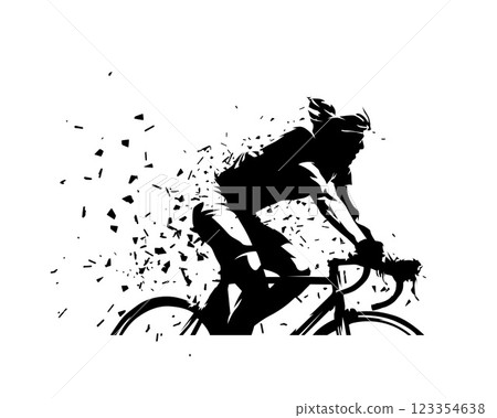 Cyclist vector ink drawing. Cycling, abstract vector silhouette. Side view Cyclist vector ink drawing. Cycling, abstract vector silhouette. Side view 123354638