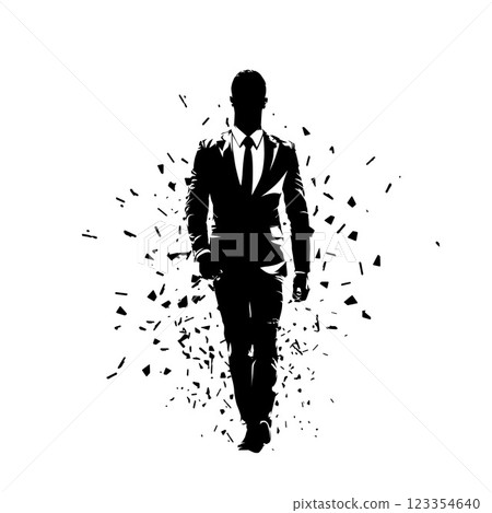 Business man walking forward, abstract vector silhouette, ink drawing. Isolated business people Business man walking forward, abstract vector silhouette, ink drawing. Isolated business people 123354640