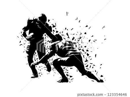 American football players, isolated vector silhouette; dispersion effect 123354646
