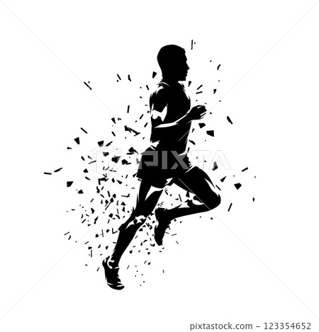 Marathon runner, distorted running man, isolated vector silhouette. Run 123354652