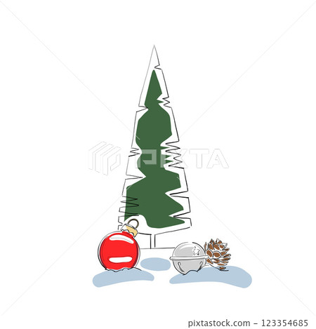 Christmas tree, isolated vector drawing illustration. Xmas background Christmas tree, isolated vector drawing illustration. Xmas background 123354685