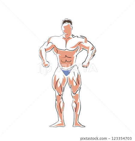 Bodybuilder, line art drawing, body building, isolated vector illustration Bodybuilder, line art drawing, body building, isolated vector illustration 123354703