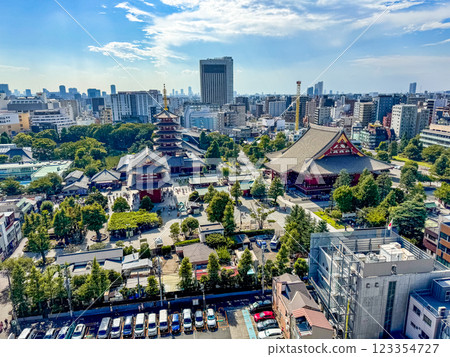 Senso-ji temple by day in Asakusa, Taito City, Tokyo, Japan 123354727
