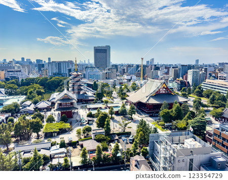 Senso-ji temple by day in Asakusa, Taito City, Tokyo, Japan 123354729